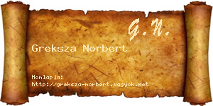 Greksza Norbert névjegykártya